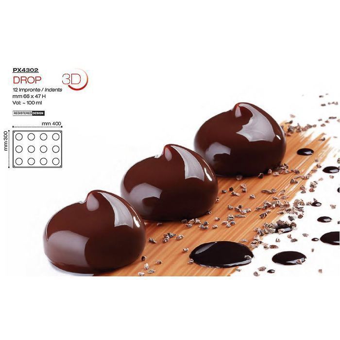 Купить Форма кондитерская Pavoni DROP 40*30 см, силикон, р-р ячейки: d ...