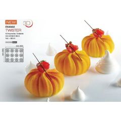 Форма кондитерская Pavoni TWISTER 40*30 см, силикон, р-р ячейки: d 66 мм, h 34 мм, Pavoni