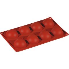 Форма кондитерская «Полусфера», 8 ячеек, силикон, D=60 мм, H=30 мм, L=295 мм, B=175 мм, цвет кирпичный, Paderno