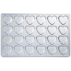 Форма для шоколада «Бриллиант сердце», 24 ячейки, поликарбонат, H=26 мм, L=275 мм, B=175 мм, Martellato