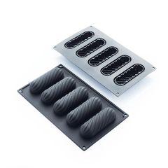 Форма для выпечки «Эклер Твист», 5 ячеек, силикон, L=29,7 см, B=17,6 см, цвет черный, Martellato