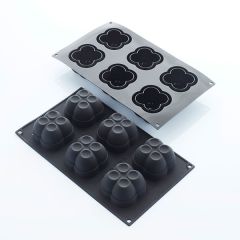 Форма для выпечки «Хлоя», 6 ячеек, силикон, H=40 мм, L=61 мм, B=61 мм, цвет черный, Martellato