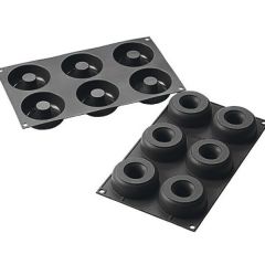 Форма для выпечки «Пончики», 6 ячеек, силикон, D=75/25 мм, H=28 мм, цвет черный, Martellato