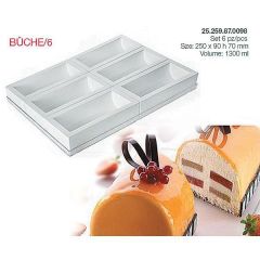 Форма для приготовления пирожного BUCHE, 6 отделений, 25 х 9 х 7 см, силиконовая, Silikomart