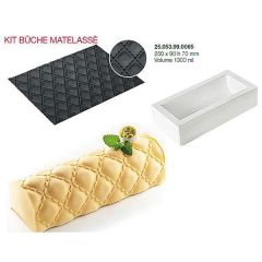 Форма для приготовления пирожного KIT BUCHE MATELASSE, 25 х 9 х 7 см, силиконовая, Silikomart