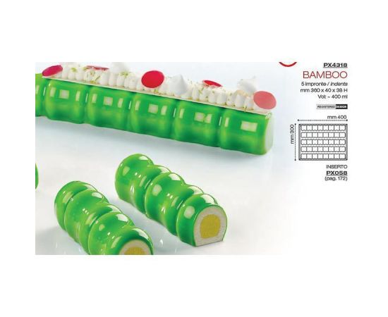 Форма кондитерская Pavoni BAMBOO 40*30 см, силикон, р-р ячейки: 360*40 мм, h 38 мм,Pavoni