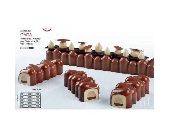 Форма кондитерская Pavoni DADA 40*30 см, силикон, р-р ячейки: 360*42 мм, h 37 мм, Pavoni