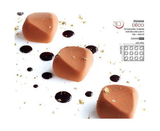 Форма кондитерская Pavoni DECO 40*30 см, силикон, р-р ячейки: 58*58 мм, h 40 мм, Pavoni