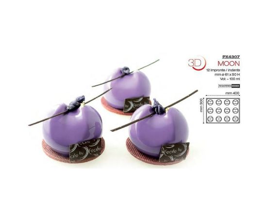Форма кондитерская Pavoni MOON 40*30 см, силикон, р-р ячейки: d 61 мм, h 50 мм, Pavoni