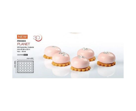 Форма кондитерская Pavoni PLANET 40*30 см, силикон, р-р ячейки: d 38 см, h 29 мм, Pavoni