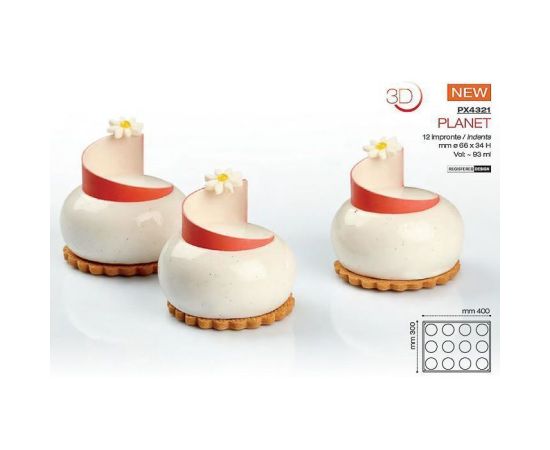 Форма кондитерская Pavoni PLANET 40*30 см, силикон, р-р ячейки: d 66 мм, h 34 мм, Pavoni