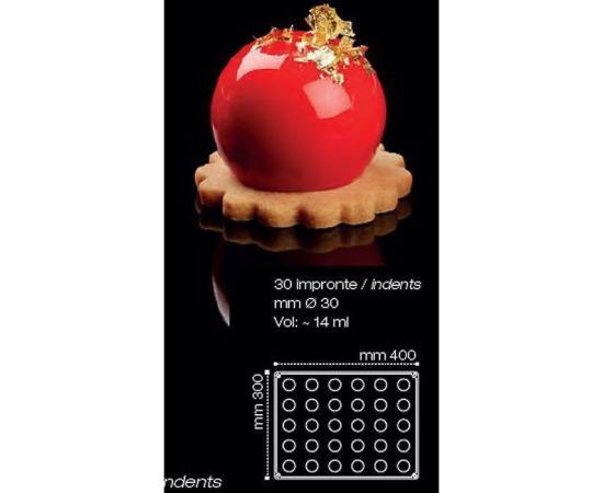 Форма кондитерская Pavoni SFERE 40*30 см, силикон, р-р ячейки: d 30 мм, Pavoni