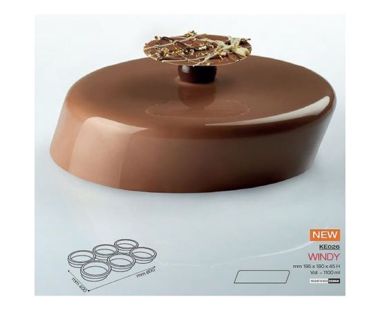 Форма кондитерская Pavoni WINDY, силикон, 19,5*18 см, h 4,5 см, Pavoni