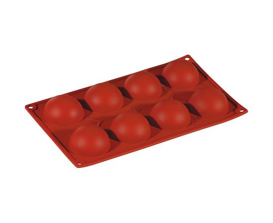 Форма кондитерская «Полусфера», 8 ячеек, силикон, D=60 мм, H=30 мм, L=295 мм, B=175 мм, цвет кирпичный, Paderno
