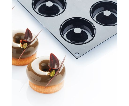 Форма для выпечки «Пончик», 6 ячеек, силикон, L=29,7 см, B=17,6 см, цвет черный, Martellato, изображение 2