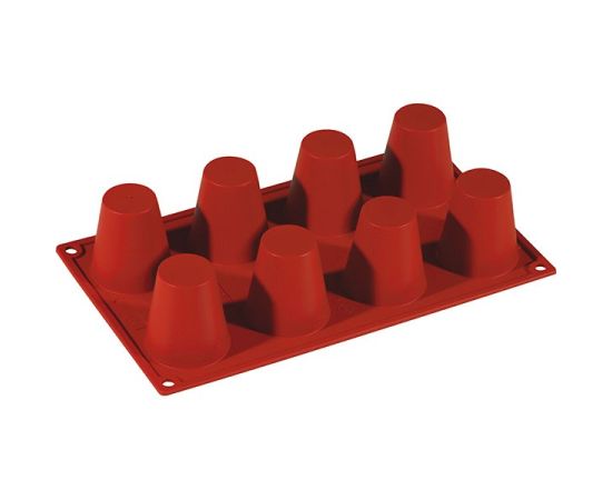 Форма кондитерская «Ром-баба», 8 ячеек, силикон, D=55 мм, H=60 мм, L=295 мм, B=175 мм, цвет кирпичный, Paderno