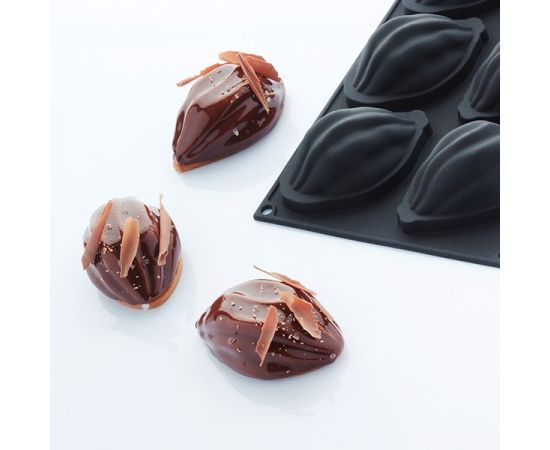 Форма для выпечки «Какао-бобы», 6 ячеек, силикон, H=39 мм, L=95 мм, B=61 мм, цвет черный, Martellato, изображение 2