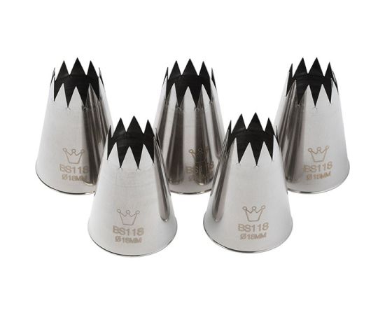 Набор из 5-ти насадок кондитерских «Открытая звезда», нержавеющая сталь, H=50 мм, L=35/18 мм, Martellato