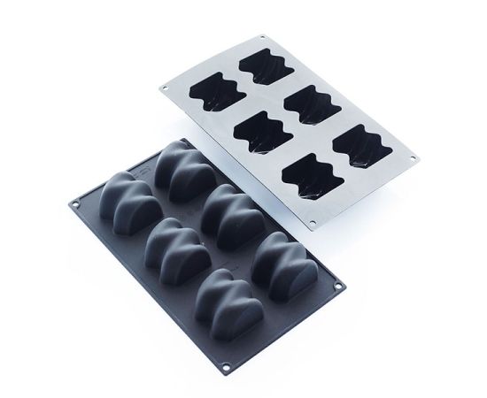 Форма для выпечки «Вайбы», 6 ячеек, силикон, L=29,7 см, B=17,6 см, цвет черный, Martellato