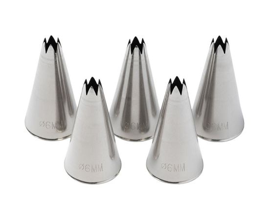 Набор из 5-ти насадок кондитерских «Открытая звезда», 6 зубцов, нержавеющая сталь, D=25/6 мм, H=45 мм, Martellato