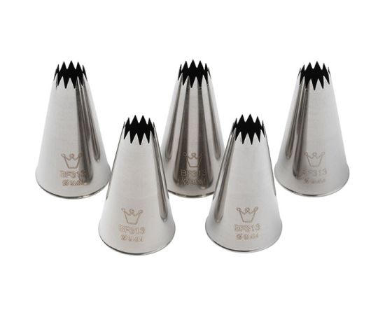 Набор из 5-ти насадок кондитерских «Открытая звезда», нержавеющая сталь, D=25/9 мм, H=45 мм, Martellato