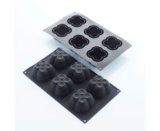 Форма для выпечки «Хлоя», 6 ячеек, силикон, H=40 мм, L=61 мм, B=61 мм, цвет черный, Martellato