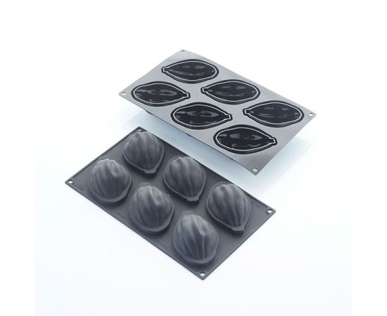 Форма для выпечки «Какао-бобы», 6 ячеек, силикон, H=39 мм, L=95 мм, B=61 мм, цвет черный, Martellato