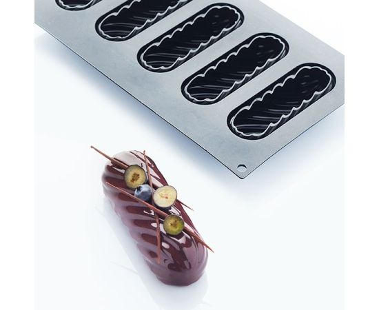 Форма для выпечки «Эклер Твист», 5 ячеек, силикон, L=29,7 см, B=17,6 см, цвет черный, Martellato, изображение 3