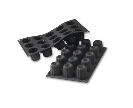 Форма для выпечки «Канеле», 15 ячеек, силикон, L=29,7 см, B=17,6 см, цвет черный, Martellato