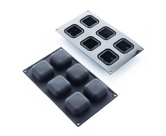 Форма для выпечки «Квадрат», 6 ячеек, силикон, L=29,7 см, B=17,6 см, цвет черный, Martellato