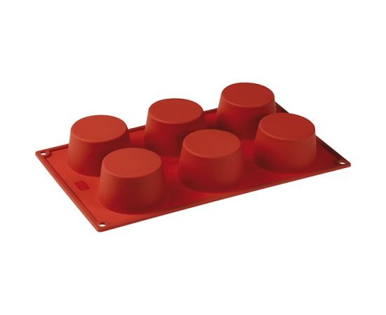 Форма кондитерская «Тарталетка», 6 ячеек, силикон, D=70 мм, H=37 мм, L=295, В=175 мм, цвет кирпичный, Paderno