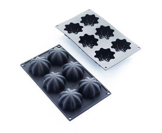 Форма для выпечки «Медуза», 6 ячеек, силикон, H=40 мм, L=297 мм, B=176 мм, цвет черный, Martellato