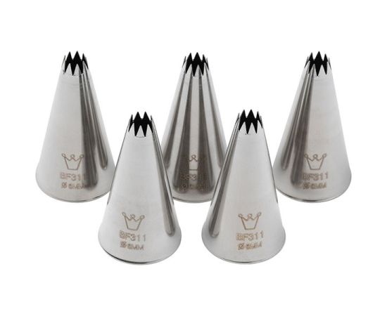 Набор из 5-ти насадок кондитерских «Открытая звезда», 9 зубцов, нержавеющая сталь, D=25/6 мм, H=45 мм, Martellato