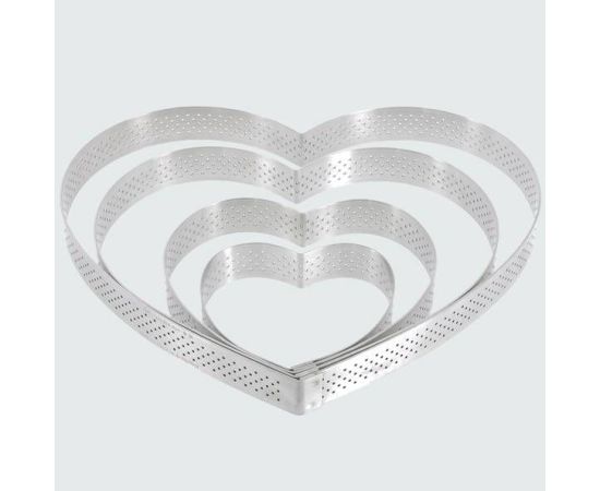 Форма кондитерская "Сердце", d=18 см, 400 мл, нержавеющая сталь перфорированная, De Buyer