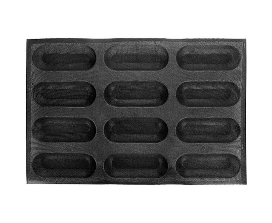 Форма кондитерская для выпечки багетов, 12 ячеек, 16.9*6.4*3, силикон, L=60 см, B=40 см, цвет черный, Paderno, изображение 2
