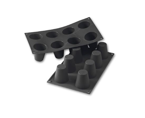 Форма для выпечки «Ромовая баба», 8 ячеек, силикон, L=29,7 см, B=17,6 см, цвет черный, Martellato