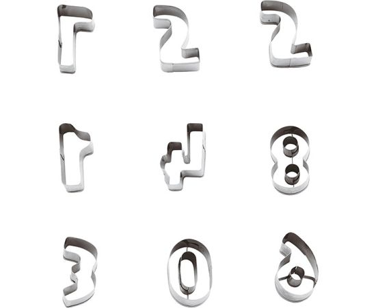 Набор из 9-ти кондитерских форм «Цифры», нержавеющая сталь, L=45 мм, Paderno