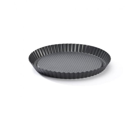 Форма для выпечки рифленая, d=28 см, h=3 см, сталь с антипригарным покрытием, De Buyer