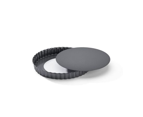 Форма для выпечки рифленая со съемным дном, d=24 см, h=2,8 см, сталь с антипригарным покрытием, De Buyer