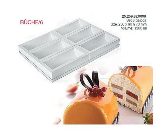 Форма для приготовления пирожного BUCHE, 6 отделений, 25 х 9 х 7 см, силиконовая, Silikomart