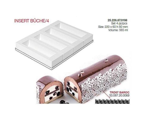 Форма для приготовления пирожных INSERT BUCHE 22 х 6 см, H5 см, силиконовая, Silikomart