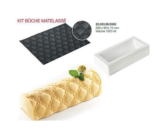 Форма для приготовления пирожного KIT BUCHE MATELASSE, 25 х 9 х 7 см, силиконовая, Silikomart