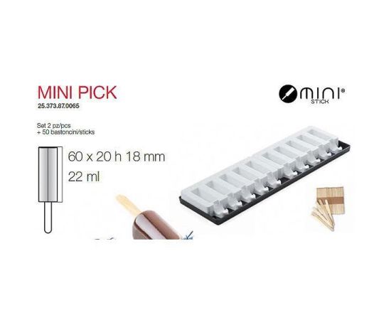 Форма для приготовления пирожного Mini Pick, размер ячейки 6 х 2 х 1,8 см, 22 мл, силиконовая, Silikomart