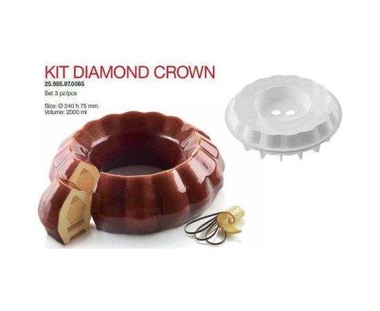 Форма для приготовления пирожного Kit Diamond Crown, 2000 мл, 27 х 29 х 7,5 см, D24 см, силиконовая, Silikomart